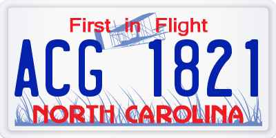 NC license plate ACG1821
