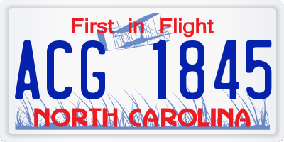 NC license plate ACG1845
