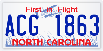 NC license plate ACG1863
