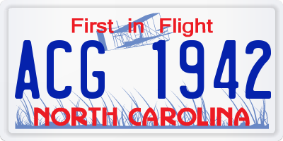 NC license plate ACG1942