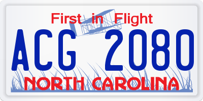 NC license plate ACG2080
