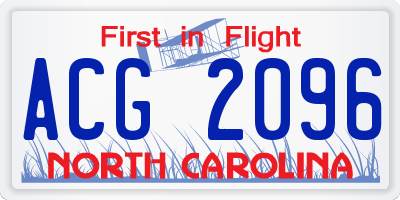 NC license plate ACG2096