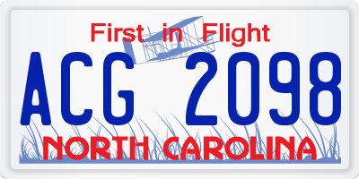 NC license plate ACG2098