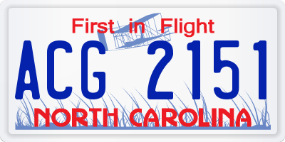NC license plate ACG2151