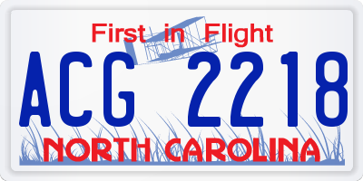 NC license plate ACG2218