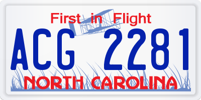 NC license plate ACG2281