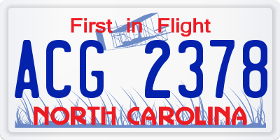 NC license plate ACG2378