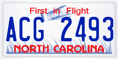 NC license plate ACG2493