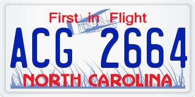 NC license plate ACG2664