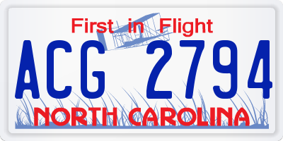 NC license plate ACG2794