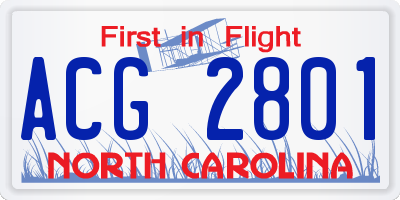 NC license plate ACG2801