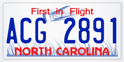 NC license plate ACG2891