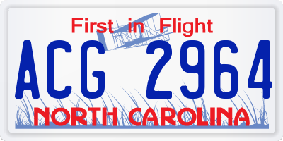 NC license plate ACG2964