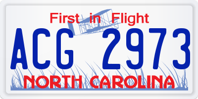 NC license plate ACG2973