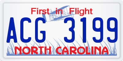 NC license plate ACG3199