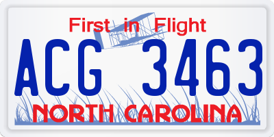 NC license plate ACG3463