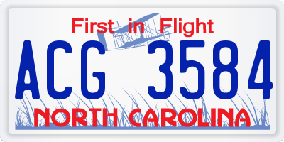 NC license plate ACG3584
