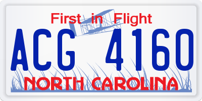 NC license plate ACG4160