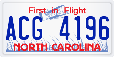 NC license plate ACG4196