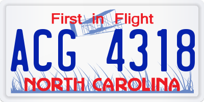 NC license plate ACG4318