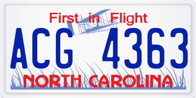 NC license plate ACG4363