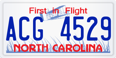 NC license plate ACG4529