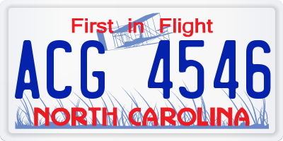 NC license plate ACG4546