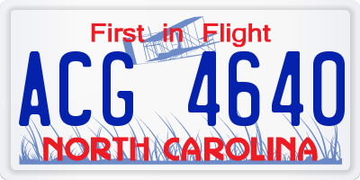 NC license plate ACG4640