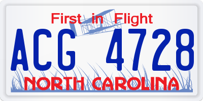 NC license plate ACG4728