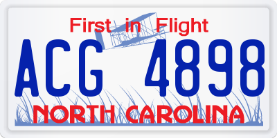 NC license plate ACG4898