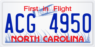 NC license plate ACG4950
