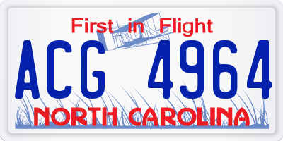 NC license plate ACG4964