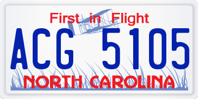 NC license plate ACG5105
