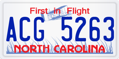 NC license plate ACG5263