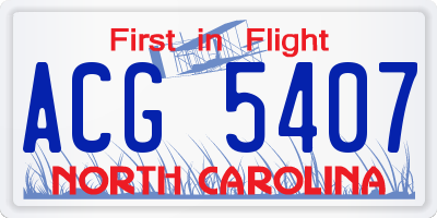 NC license plate ACG5407