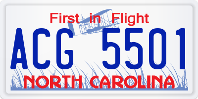 NC license plate ACG5501