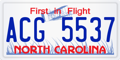 NC license plate ACG5537