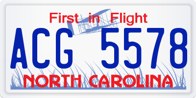 NC license plate ACG5578