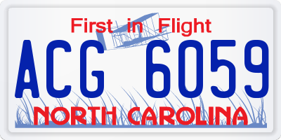 NC license plate ACG6059