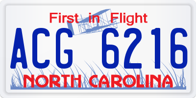 NC license plate ACG6216