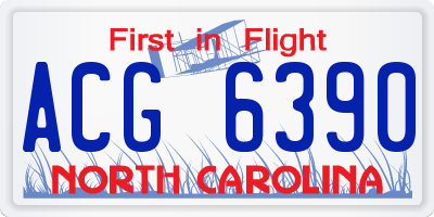 NC license plate ACG6390