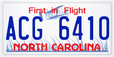 NC license plate ACG6410