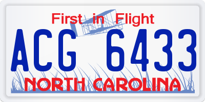 NC license plate ACG6433