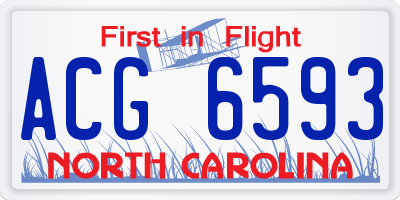 NC license plate ACG6593