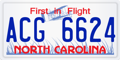 NC license plate ACG6624