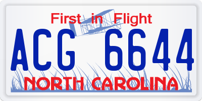 NC license plate ACG6644