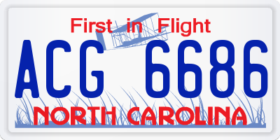 NC license plate ACG6686