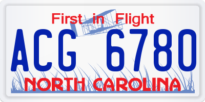 NC license plate ACG6780