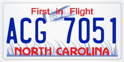 NC license plate ACG7051