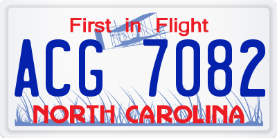 NC license plate ACG7082